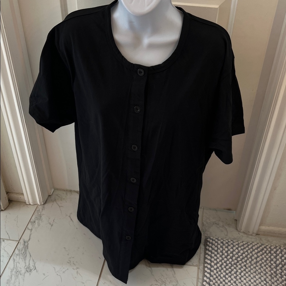 Womens Black Button-Up Shirt